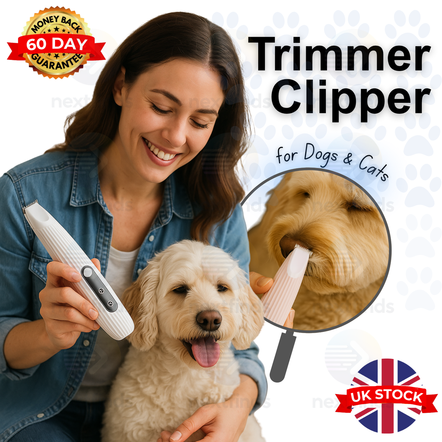 Pet Dog Electric Groomer Trimmer LED Waterproof Pet Foot Hair Cat Dog Paw Shaver