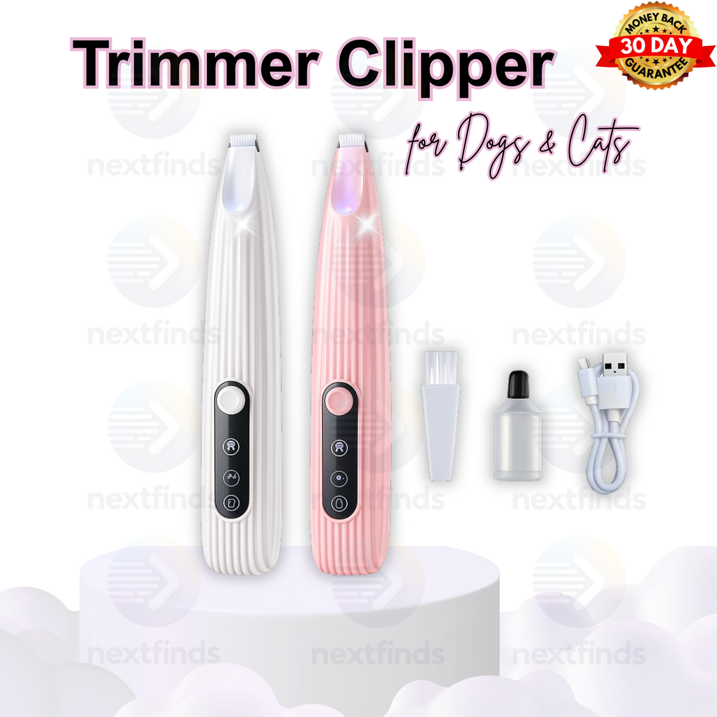 Pet Dog Electric Groomer Trimmer LED Waterproof Pet Foot Hair Cat Dog Paw Shaver