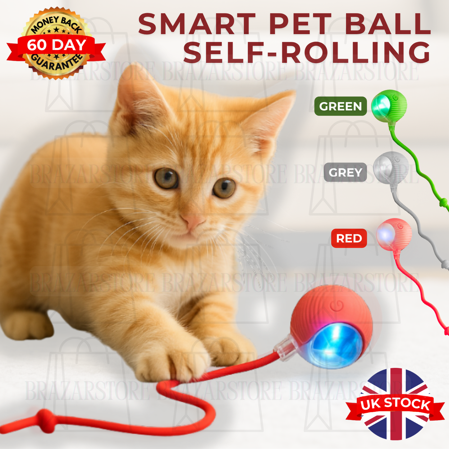 Smart Self-Rolling Pet Ball – Interactive Automatic Toy for Cats & Dogs | USB Rechargeable
