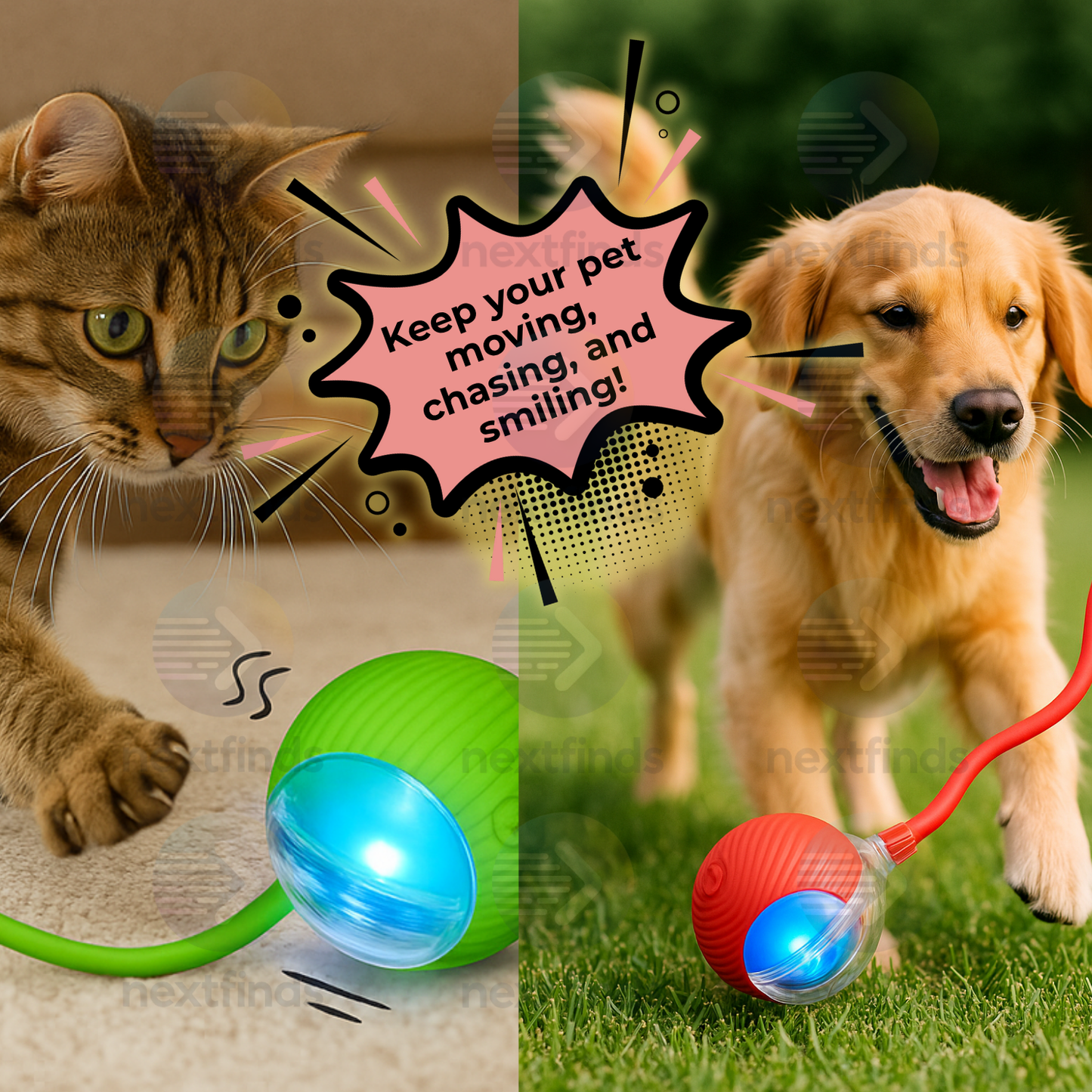 Smart Self-Rolling Pet Ball – Interactive Automatic Toy for Cats & Dogs | USB Rechargeable