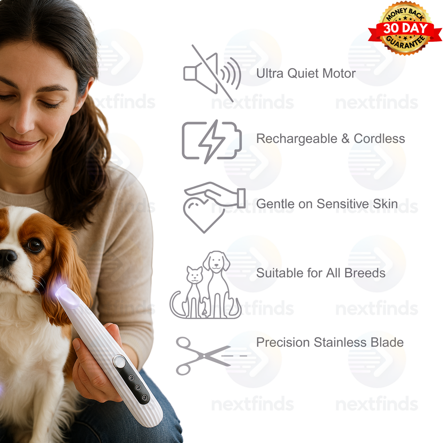 Pet Dog Electric Groomer Trimmer LED Waterproof Pet Foot Hair Cat Dog Paw Shaver