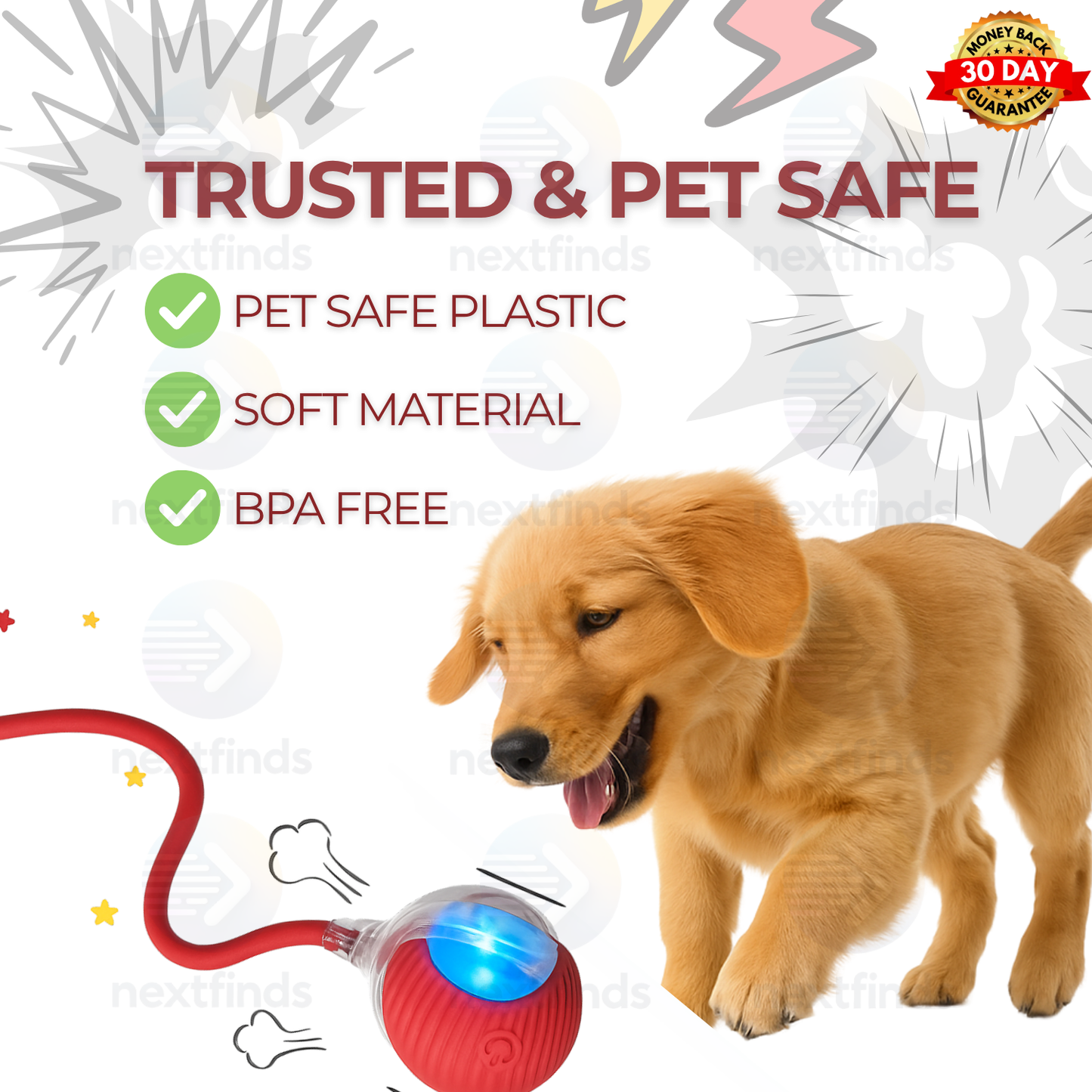 Smart Self-Rolling Pet Ball – Interactive Automatic Toy for Cats & Dogs | USB Rechargeable