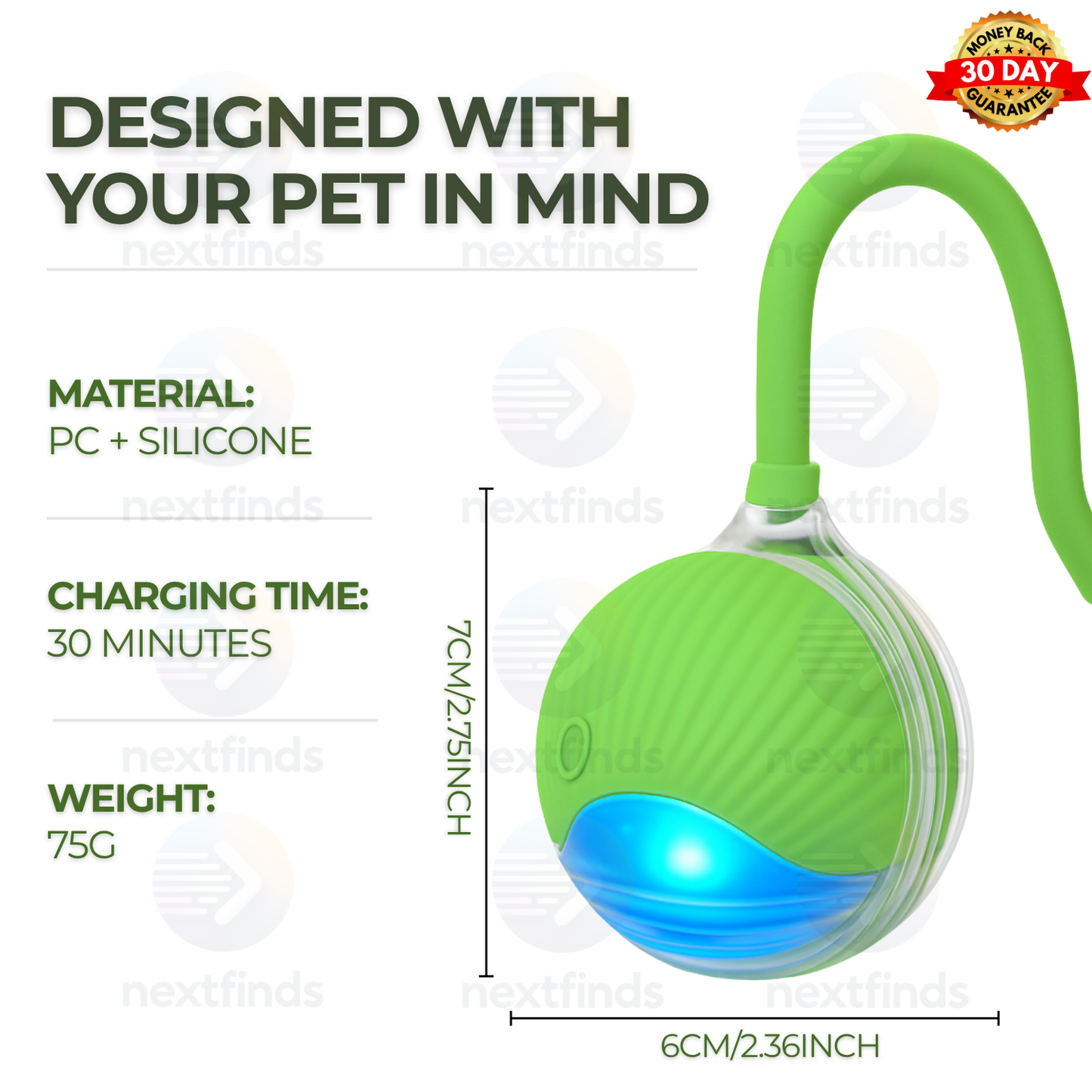 Smart Self-Rolling Pet Ball – Interactive Automatic Toy for Cats & Dogs | USB Rechargeable