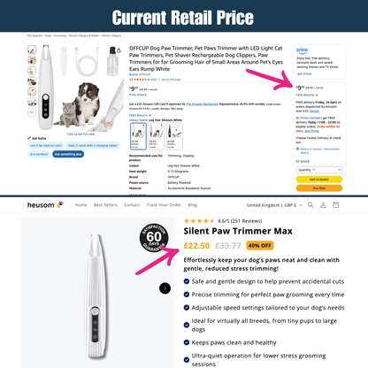 Pet Dog Electric Groomer Trimmer LED Waterproof Pet Foot Hair Cat Dog Paw Shaver